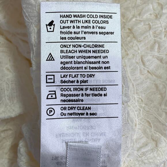 VINCE Size M Cream Cotton Blend Wrinkled Buttoned Casual Top - Picture 8 of 8